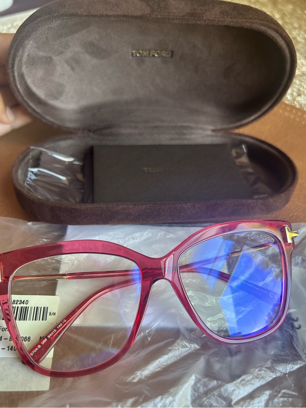 Tom Ford Pink Transparent Cat-Eye Optical Glasses